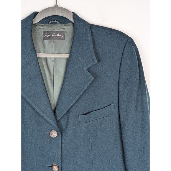 Ann Freedberg Blazer Jacket Wool Vintage Francesca Dark Academia Green Size 10 - Picture 2 of 11